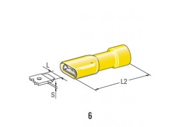 Objímka celo izolovaná 6,3 žlutá, do 4 mm².