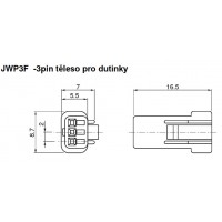 Těleso těsněného konektoru JWP, 3pin pro dutinky.