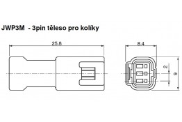 Těleso těsněného konektoru JWP, 3pin pro kolíky.